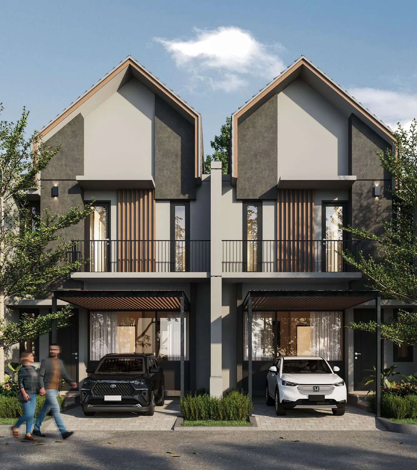 Fasad Rumah Cherrywoods — Twin House