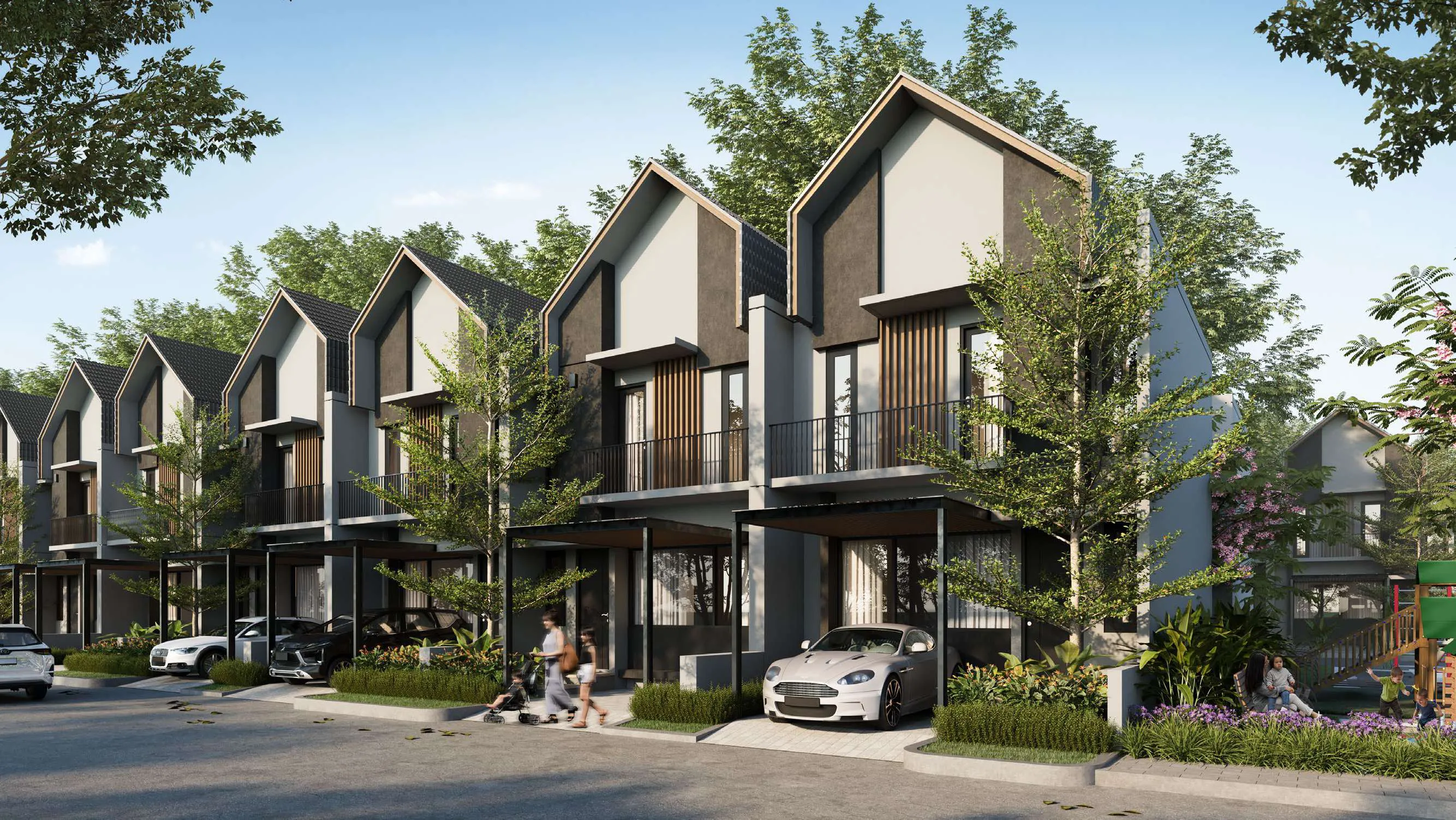 Tampak depan rumah cluster dijual di Cherrywoods Residences Bintaro Pondok Ranji