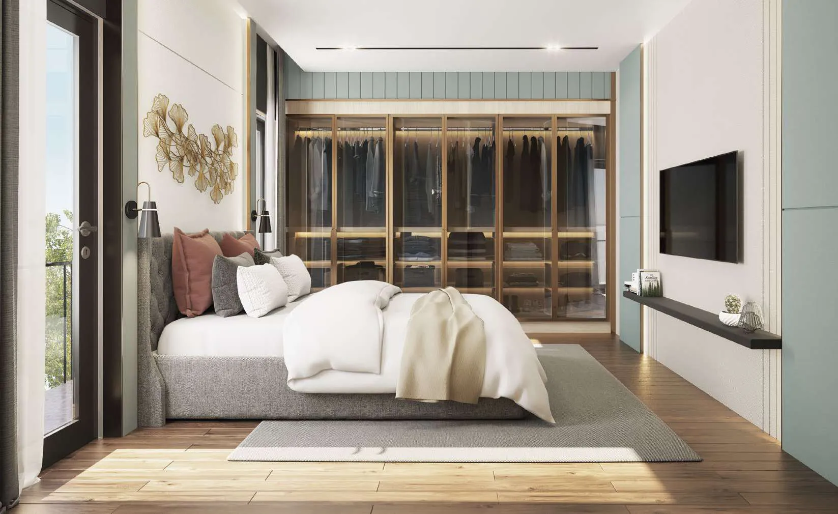 Kamar tidur utama rumah 2 lantai cluster Cherrywoods Bintaro